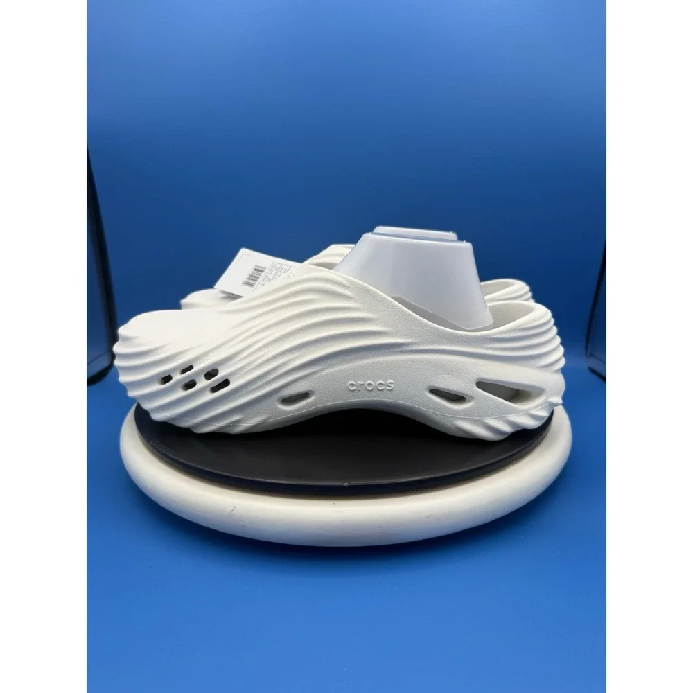 Crocs Echo Wave Mens Sz 12 Chalk White Slip On Clog Sandals Shoes Beach Fishing